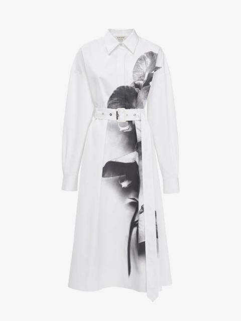 Alexander McQueen Women's Orchid Shirt Dress in White/black