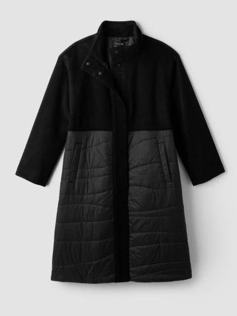 EILEEN FISHER Eggshell Recycled Nylon Stand Collar Coat