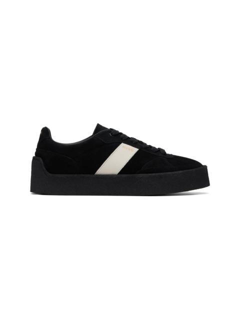 HUGO Black Suede Side Stripe Sneakers