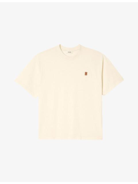 Sandro Logo-Patch Crewneck Cotton T-Shirt