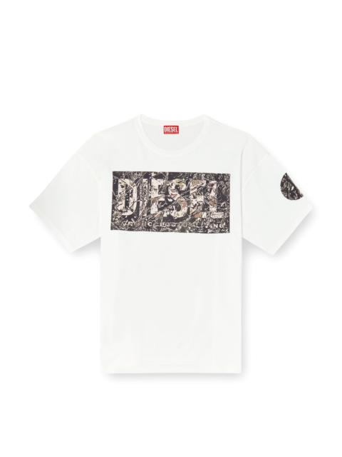 【DIESEL】T-Roxt-Q1 Men's T-shirt with inside-out print | Black | Diesel