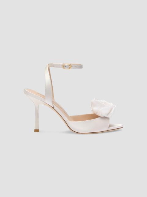 Stuart Weitzman Women's Paloma 85MM Appliqué Leather & Satin Sandals - Cream