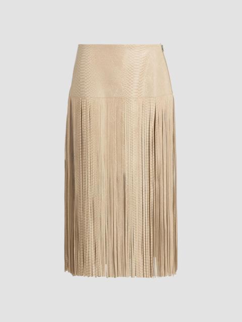 KOBI HALPERIN Women's Parker Snakeskin-Print Leather Fringe Skirt - Ecru Multi