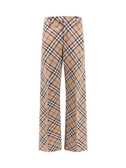 Wool Blend Trouser With Iconic Check Print