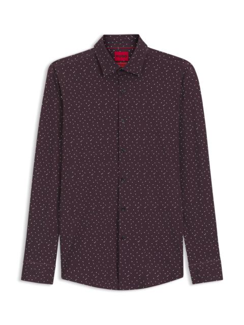 HUGO PRINTED SLIM-FIT SHIRT IN PERFORMANCE-STRETCH JERSEY