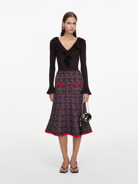 self-portrait Multi Textured Knit Midi Skirt