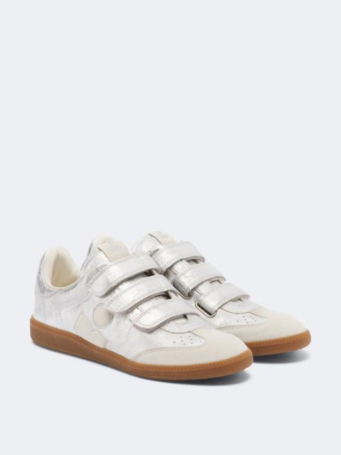 Isabel Marant Beth suede-trimmed metallic leather sneakers