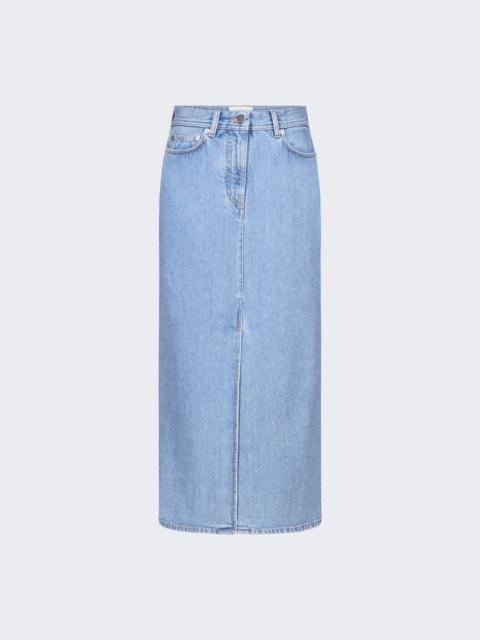 Loulou de Saison Rona Lds Denim Midi Skirt Washed Light Blue