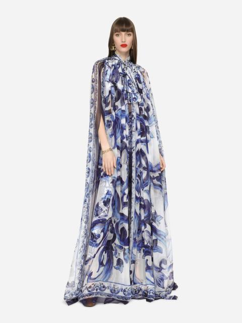 Dolce & Gabbana Majolica-print chiffon cape