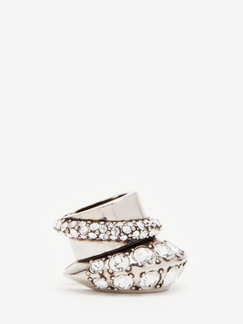Alexander McQueen Women's Jewelled Accumulation Ear Cuff in Antique Silver