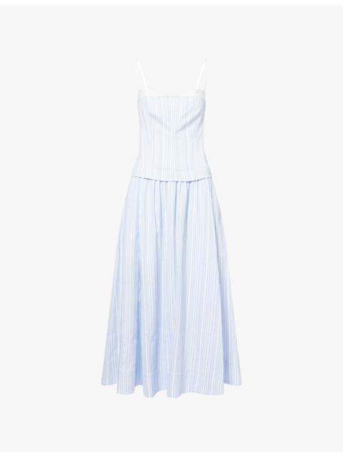 SIMKHAI Quinlin Bustier Woven Midi Dress