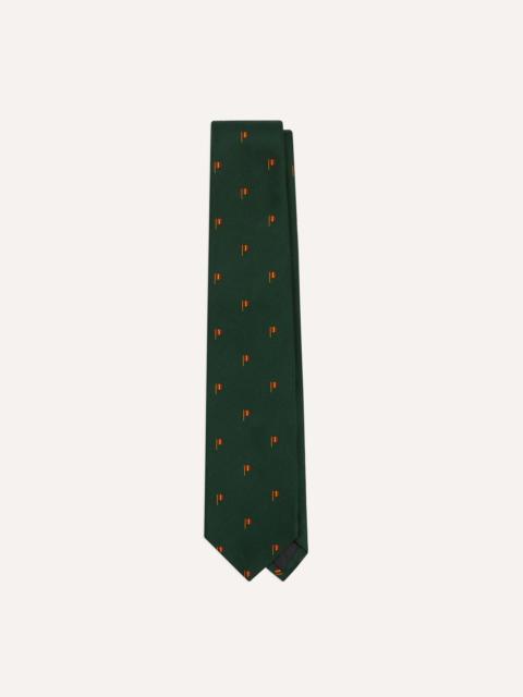 Drake's Green Flag Motif Repp Silk Tipped Tie