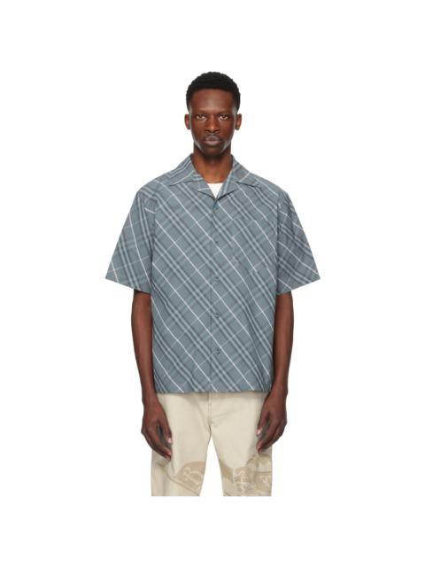 Burberry Navy Relaxed Fit Check Cotton Shirt