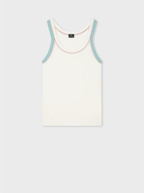 Paul Smith Women's Ivory Cotton Contrast Overlock Knitted Vest
