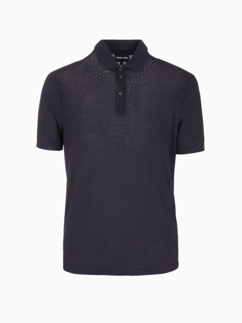 Pure virgin-wool piqué polo shirt