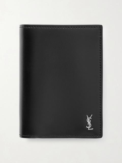 SAINT LAURENT Leather Trifold Wallet Black