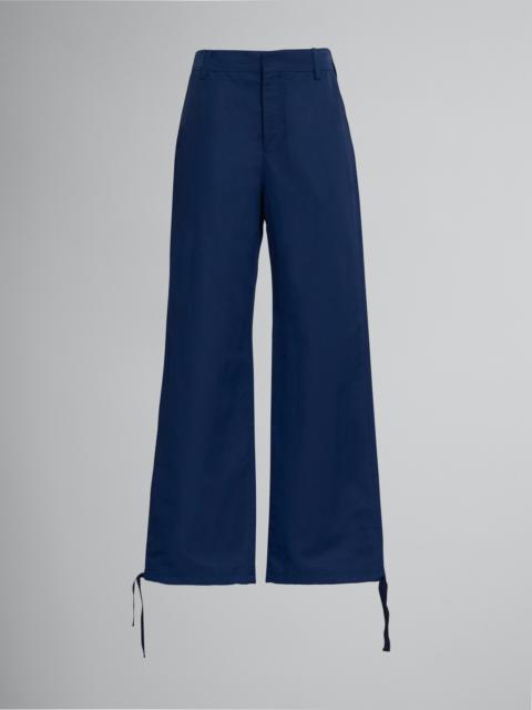 Marni NAVY CARGO TROUSERS IN TECHNICAL COTTON-LINEN