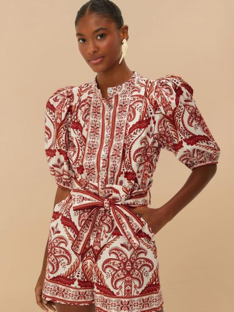 FARM RIO Off-White Tropical Cameo Organic Cotton Romper