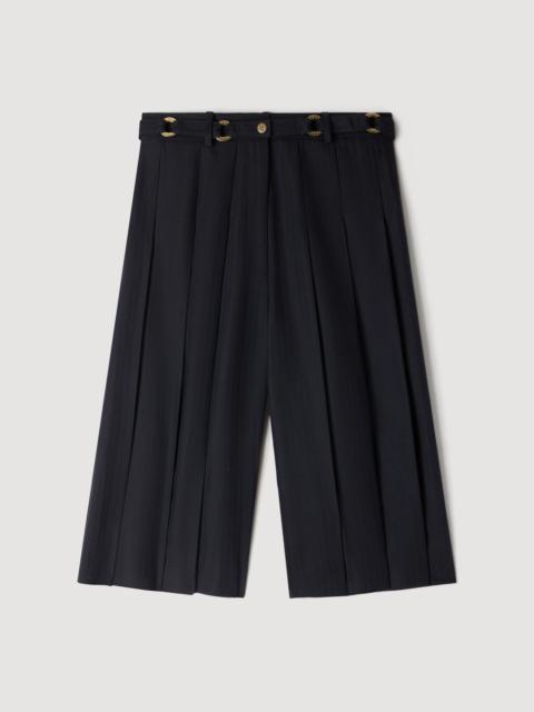 Sandro LONG PLEATED WOOL SHORTS