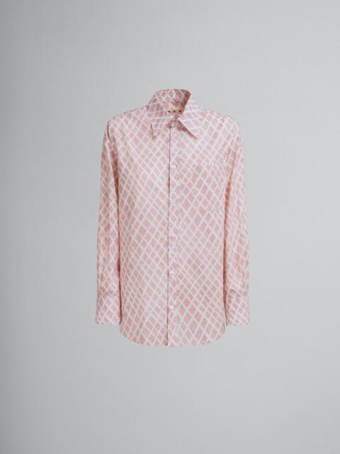 Marni PINK POPLIN SHIRT WITH LANDSCAPES PRINT