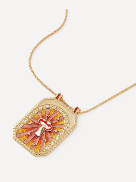 MARIE LICHTENBERG 18ct Gold Mushroom Scapular Diamond Enamel Pendant Necklace