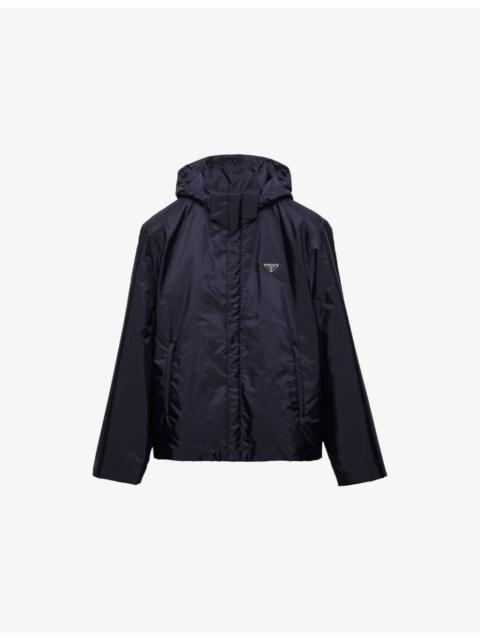 Prada Enamelled-Logo Re-Nylon Bomber Jacket