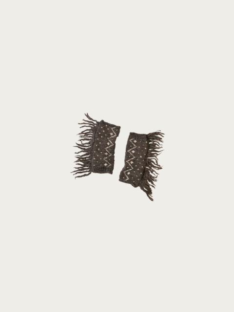 Kapital Wool Fringed Hand Warmers - Dark Brown