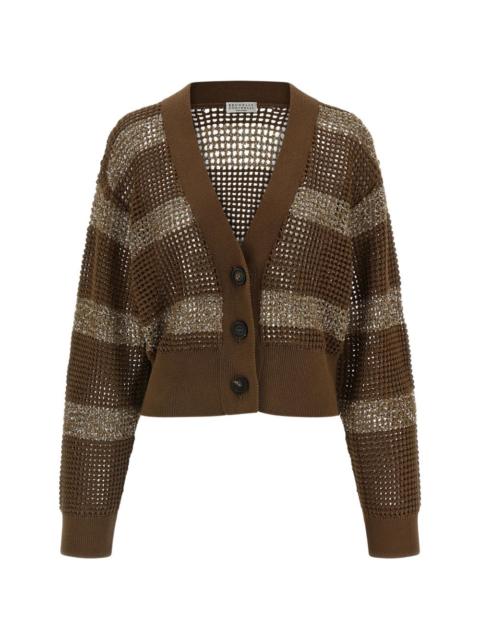 Brunello Cucinelli open-knit striped cardigan