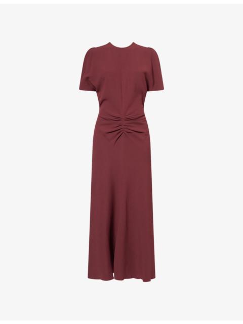 Victoria Beckham Bela Draped-Sleeves Woven Midi Dress