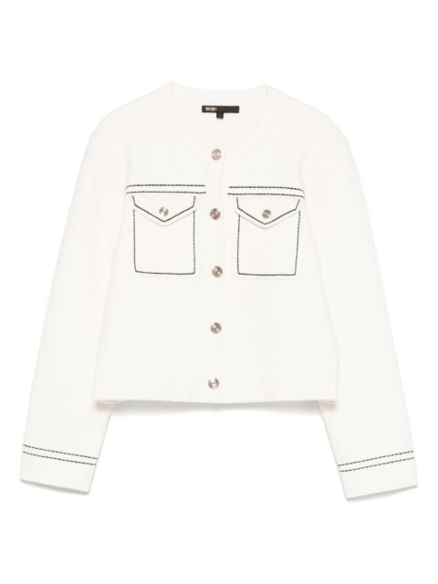 maje contrast-stitch cardigan