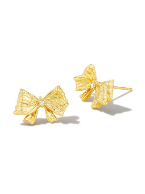 LoveShackFancy Kendra Scott x LoveShackFancy Gold Stud Earrings in White Crystal