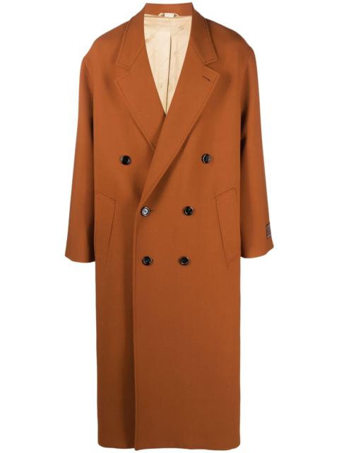 Orange Double-Breasted Wool Coat