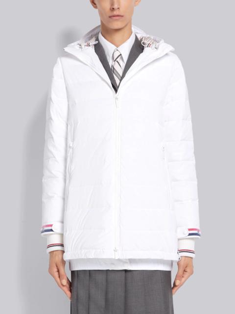Thom Browne White Down Filled Poly Twill Zip-Up Hooded Overcoat