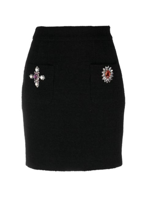 Moschino crystal-embellished bouclÃ© skirt