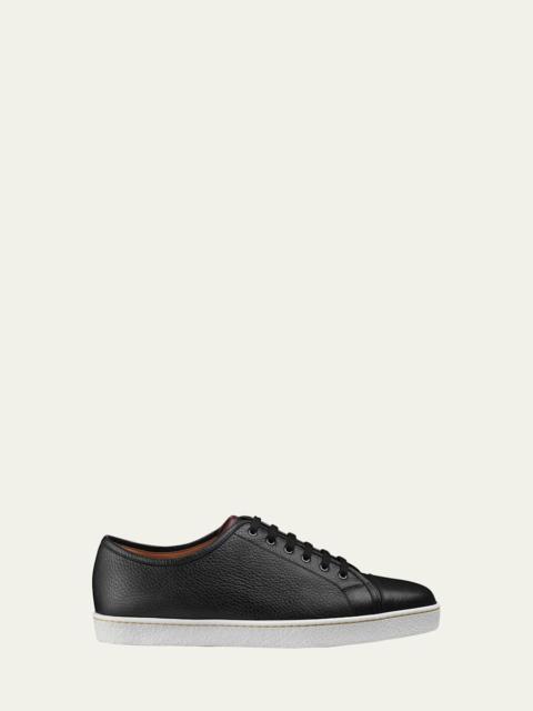 John Lobb Men's Textured 가죽 낮은 정상 운동화