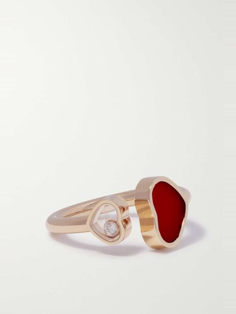 Happy 18-karat rose gold, carnelian and diamond ring