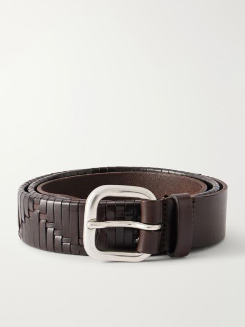 Anderson's 3cm Woven Leather Belt Brown