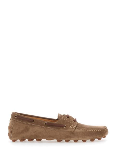 Tod's Loafers Bubble Gommino with Contrast Stitching in Brown Suede for Men Calf