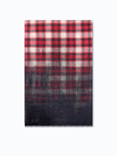 PINKO JACQUARD STOLE WITH CHECK PRINT AND PINKO LETTERING