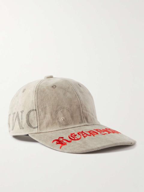 Logo-Embroidered Distressed Cotton-Canvas Baseball Cap