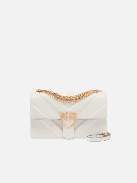 PINKO LOVE BAG ONE MEDIUM SHOULDER BAG IN CHEVRON LEATHER AND NAPPA WITH TRIPLE CHAIN