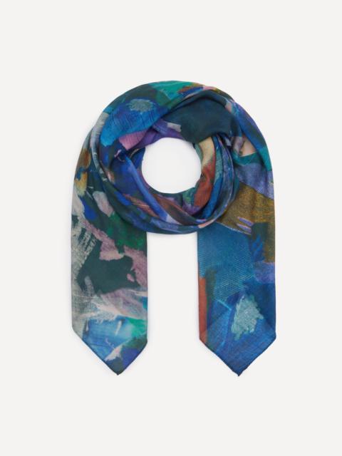 Blue Floral Collage Print Scarf