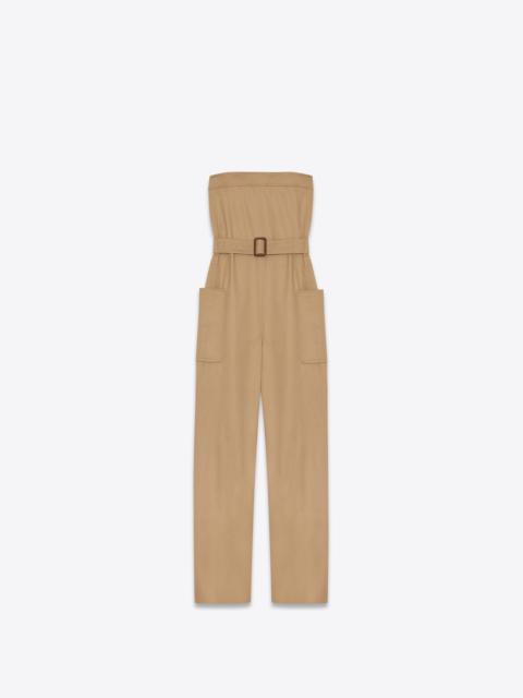 SAINT LAURENT strapless jumpsuit in cotton gabardine