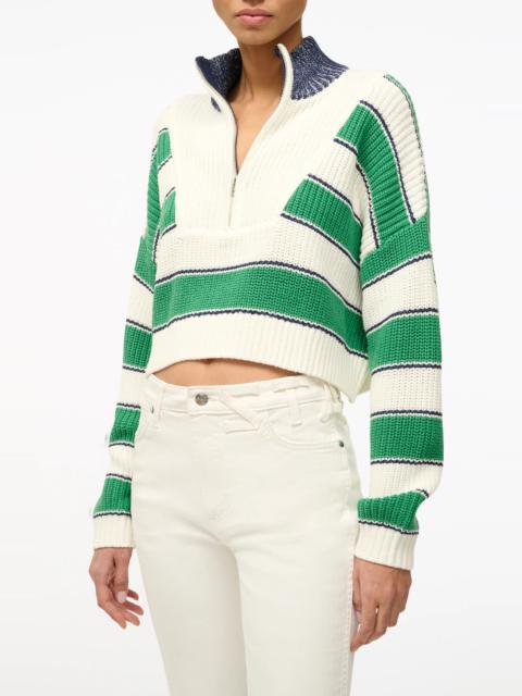 Stripe Crop Cotton Blend Sweater