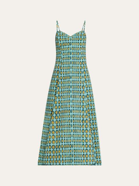 CHRISTOPHER JOHN ROGERS Wiggle Dot V-Neck Midi Dress