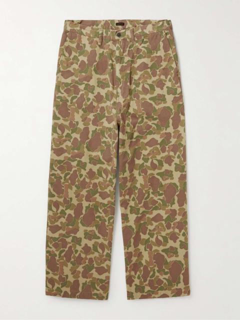 Kapital Port Straight-Leg Camouflage-Print Herringbone Cotton Trousers