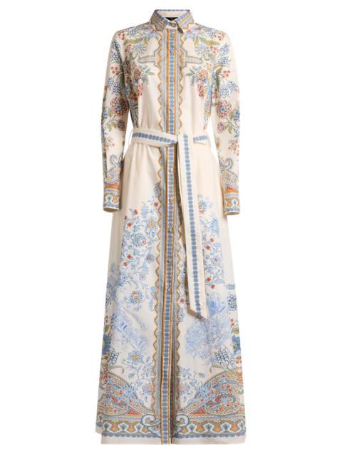 Etro Floral Print Belted Maxi Dress