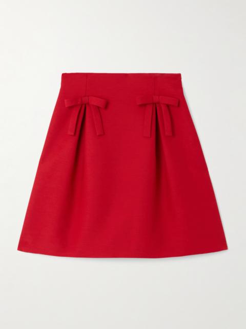 Valentino Bow-detailed Pleated Wool And Silk-blend Mini Skirt