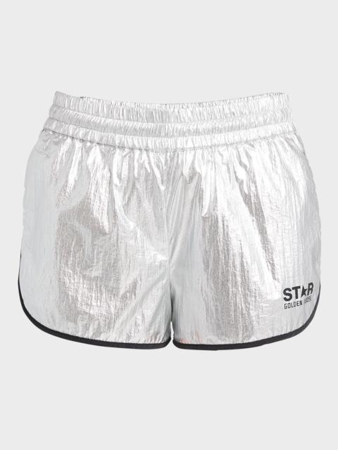 Golden Goose Star Diana Metallic Pull-On Logo Shorts