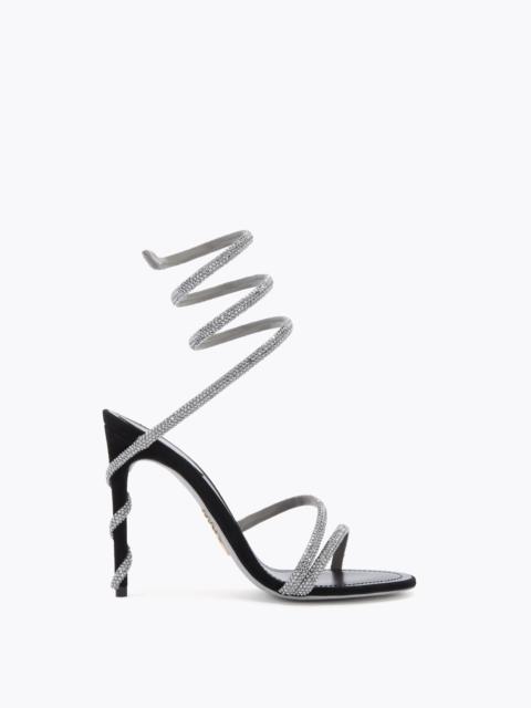 RENE CAOVILLA MARGOT BLACK SUEDE AND SILVER SANDAL 105